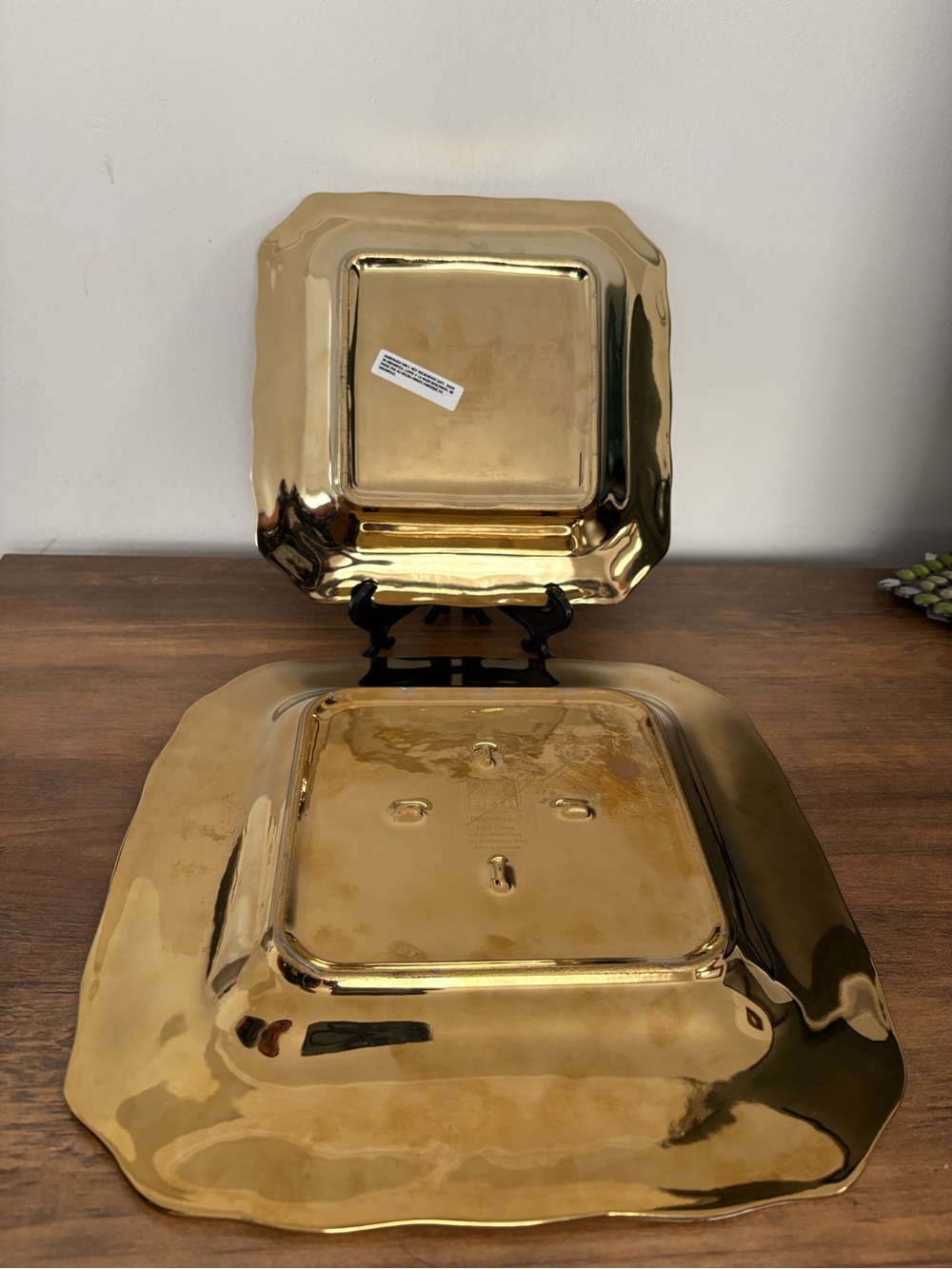 Adelaide Dinner and side Plate Gold Floral Bird Square - Picture 6 of 8
